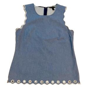 Blue Chambray Scalloped Grommet Sleeveless denim